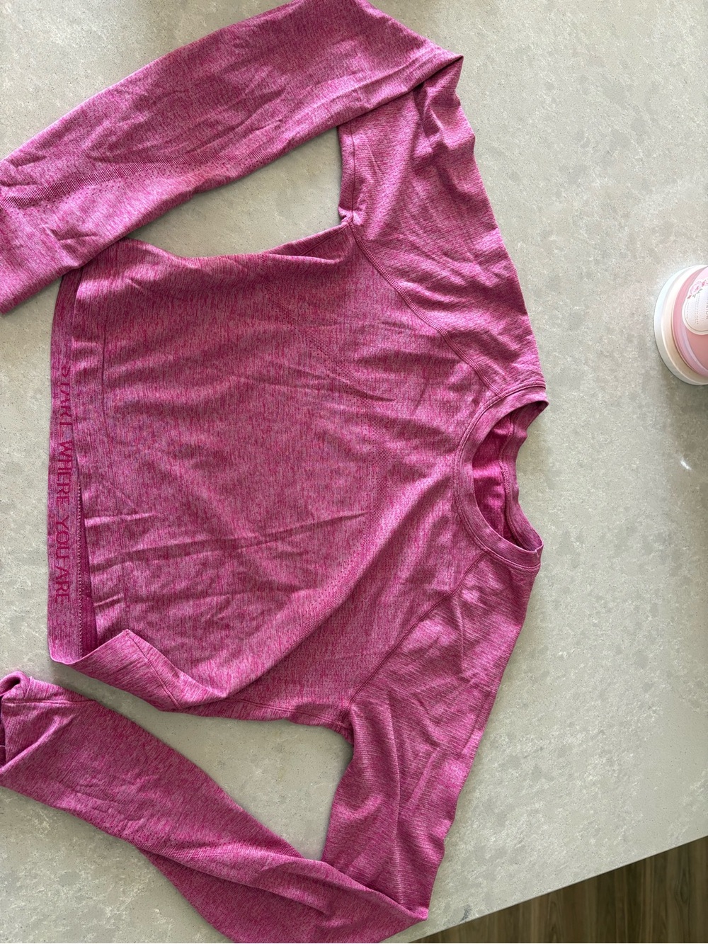 lululemon athletica Crop Long Sleeve Top in Heathered Berry Pink
